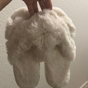 Cream Fluffy Slippers